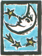 [Hand-carved moon and stars, 1992]